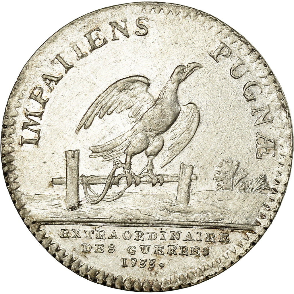 Francja, Token, Louis XV, Extraordinaire des Guerres, Historia, 1733, Duvivier