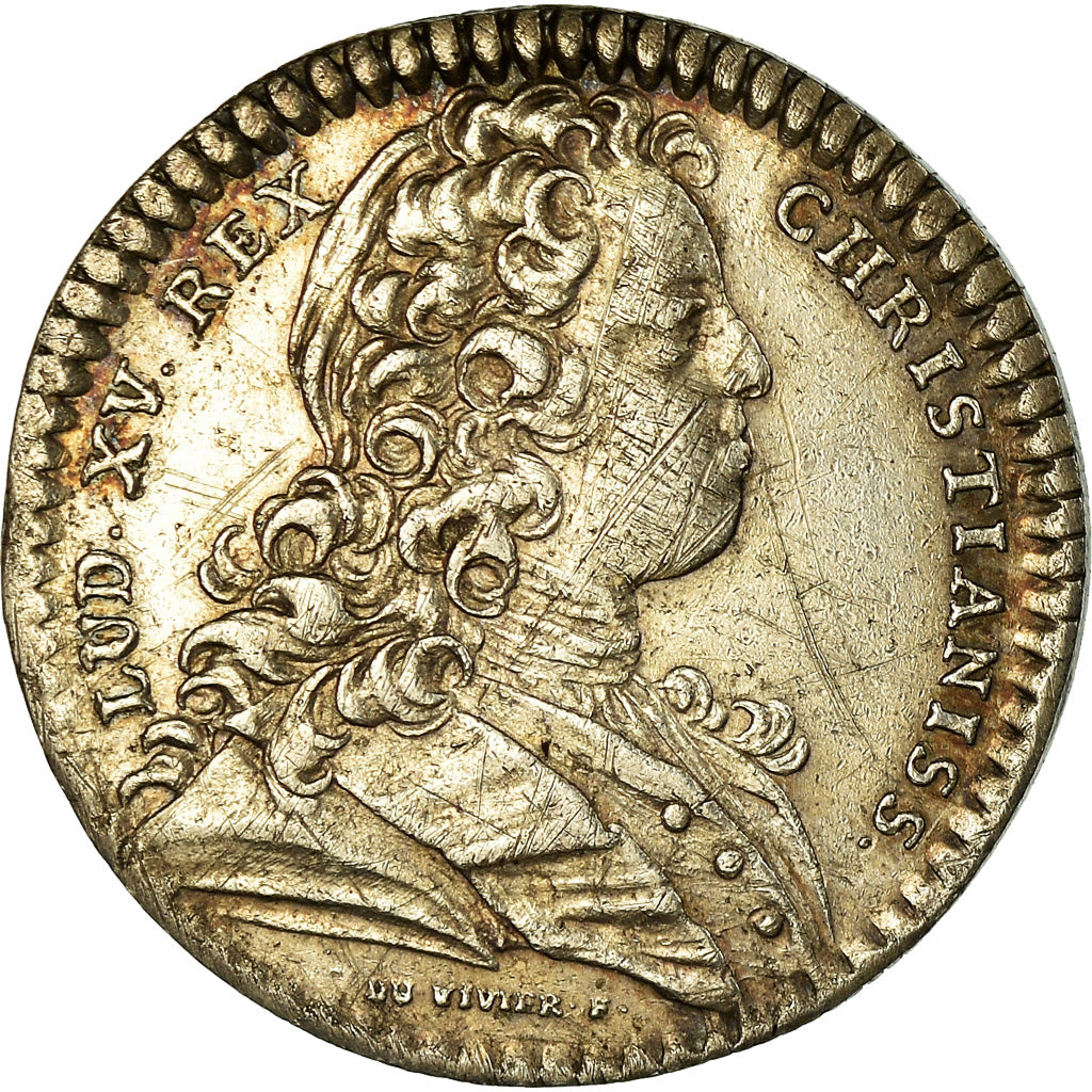 Francia, Token, Louis XV, Trésor Royal, History, 1728, Duvivier, MBC+, Plata