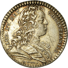 Francia, Token, Louis XV, Trésor Royal, History, 1728, Duvivier, MBC+, Plata