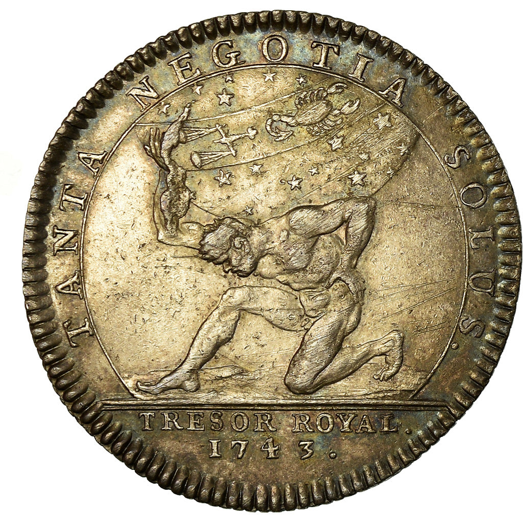 France, Token, Louis XV, Trésor Royal, History, 1743, EF(40-45), Silver