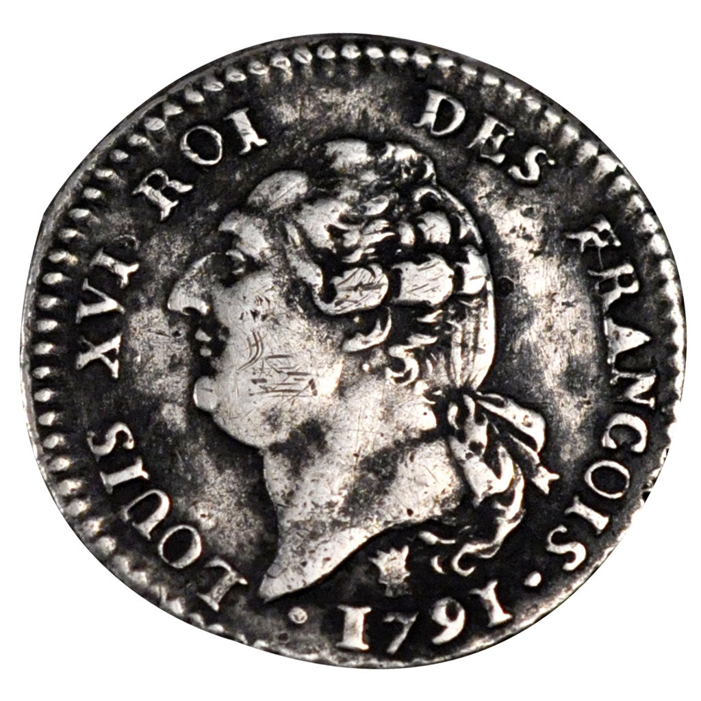 FRANCE, 15 sols françois, 15 Sols, 1/8 ECU, 1791, Limoges, KM #604.5, EF(40-45),