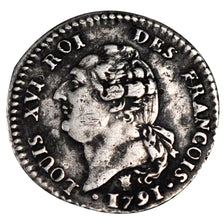 FRANCE, 15 sols françois, 15 Sols, 1/8 ECU, 1791, Limoges, KM #604.5, EF(40-45),
