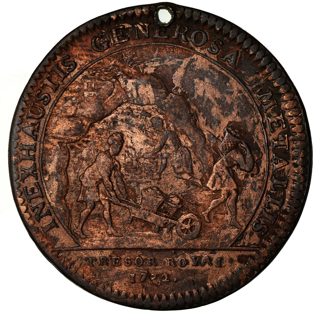France, Token, Louis XV, Trésor Royal, History, 1732, VF(20-25), Copper