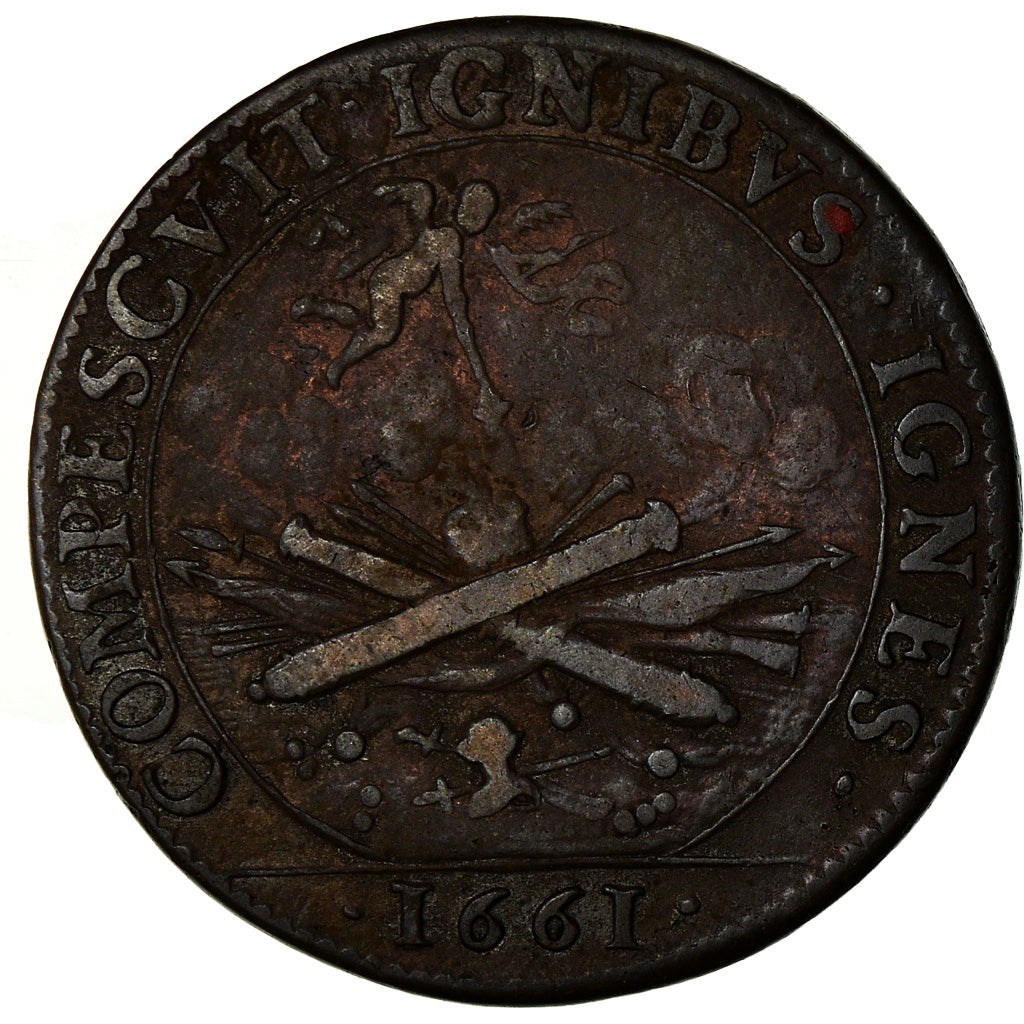 France, Jeton, Louis XIV, Extraordinaire des Guerres, History, 1661, TB+
