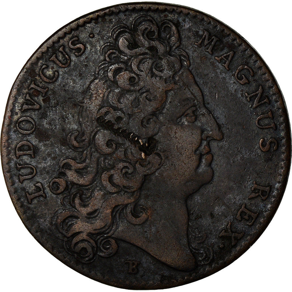 Francia, Token, Louis XIV, Marine, Galères Royales, History, 1709, BC+, Cobre