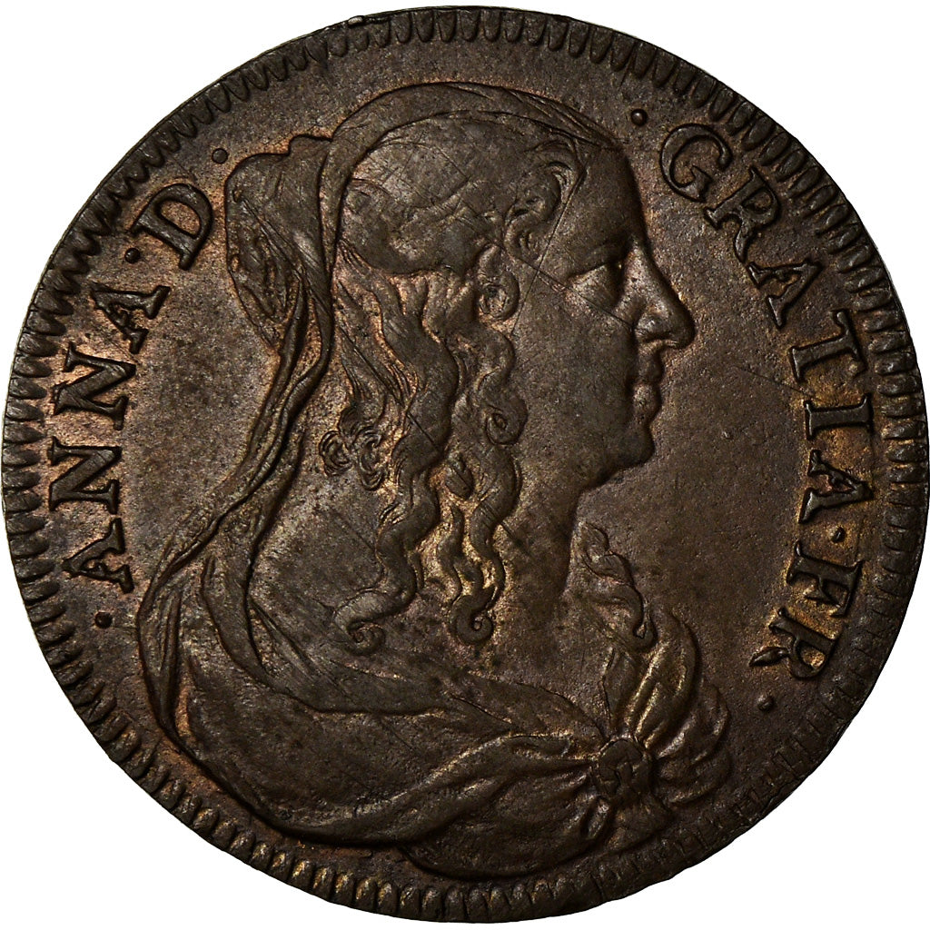 France, Token, Anne d'Autriche, Le Veuvage, History, 1655, EF(40-45), Copper