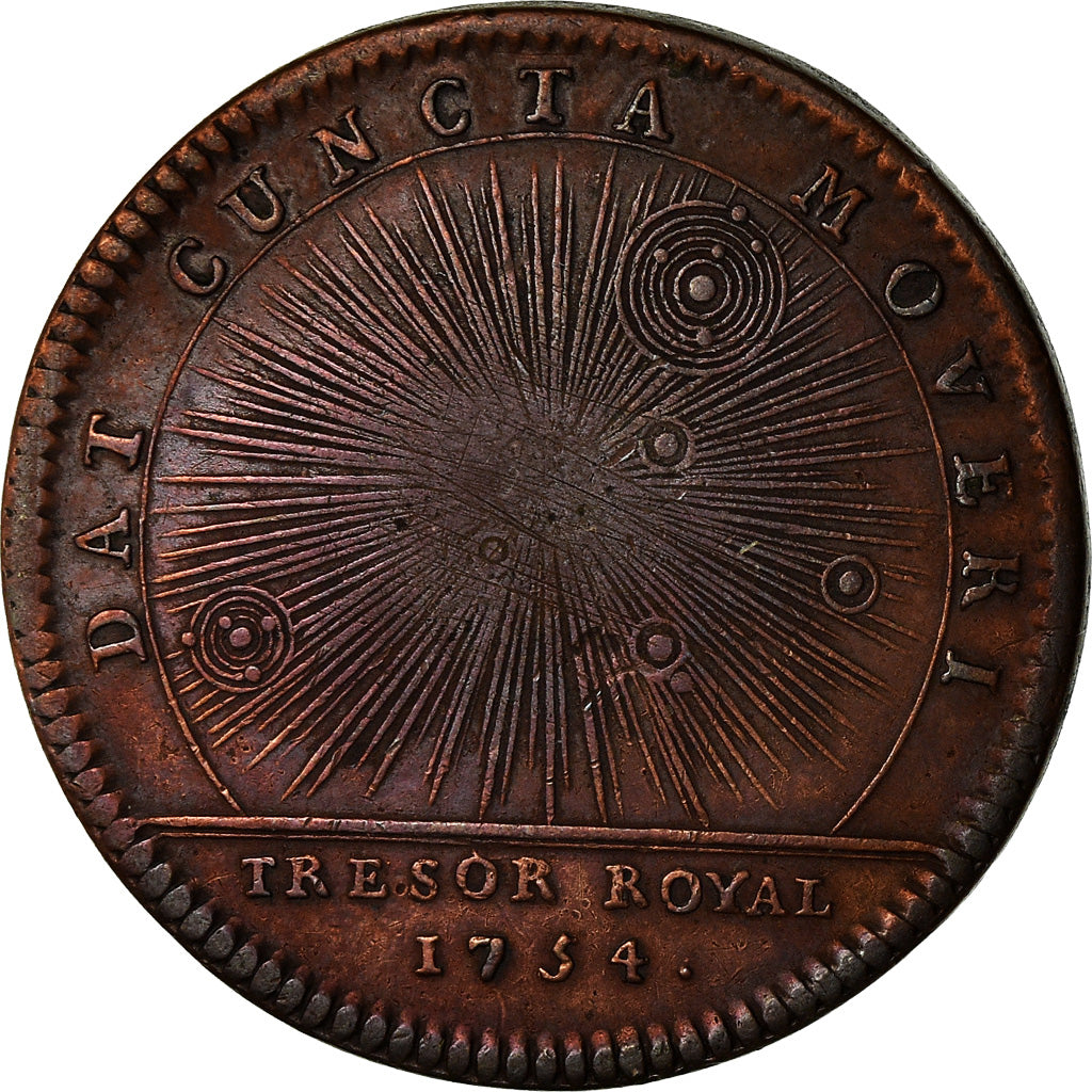Francja, Token, Louis XV, Trésor Royal, Historia, 1754, AU(55-58), Miedź