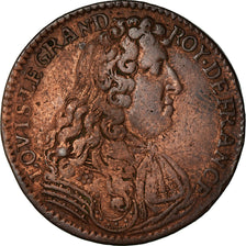 France, Token, Louis XIV, Trésor Royal, History, 1675, VF(20-25), Copper