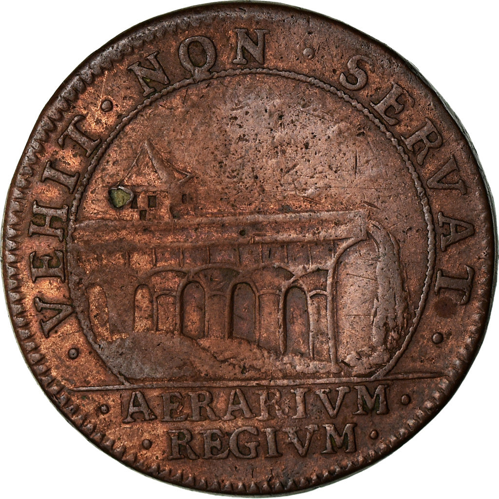 France, Token, Louis XIV, Trésor Royal, History, 1675, VF(20-25), Copper