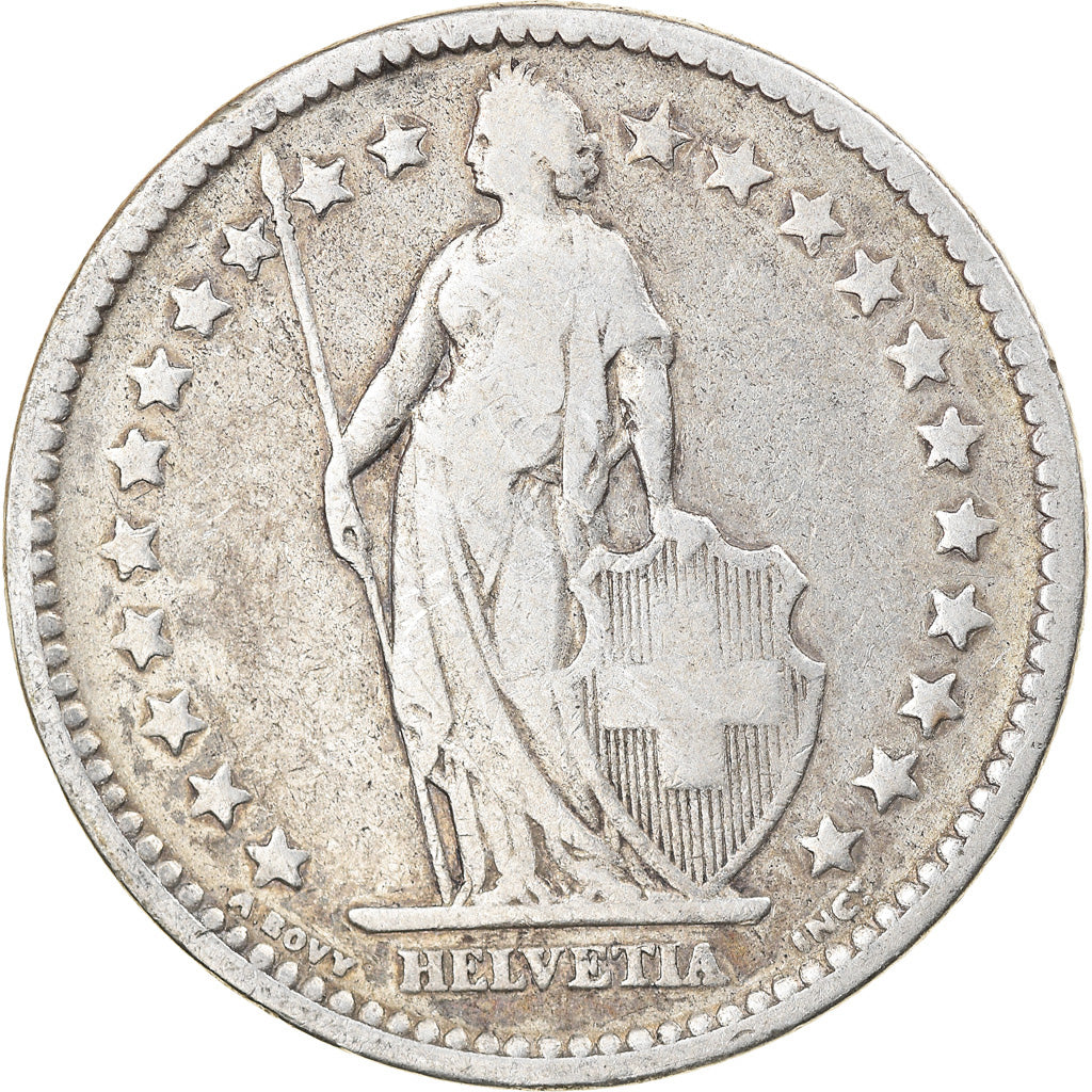Coin, Switzerland, 2 Francs, 1875, Bern, VF(20-25), Silver, KM:21