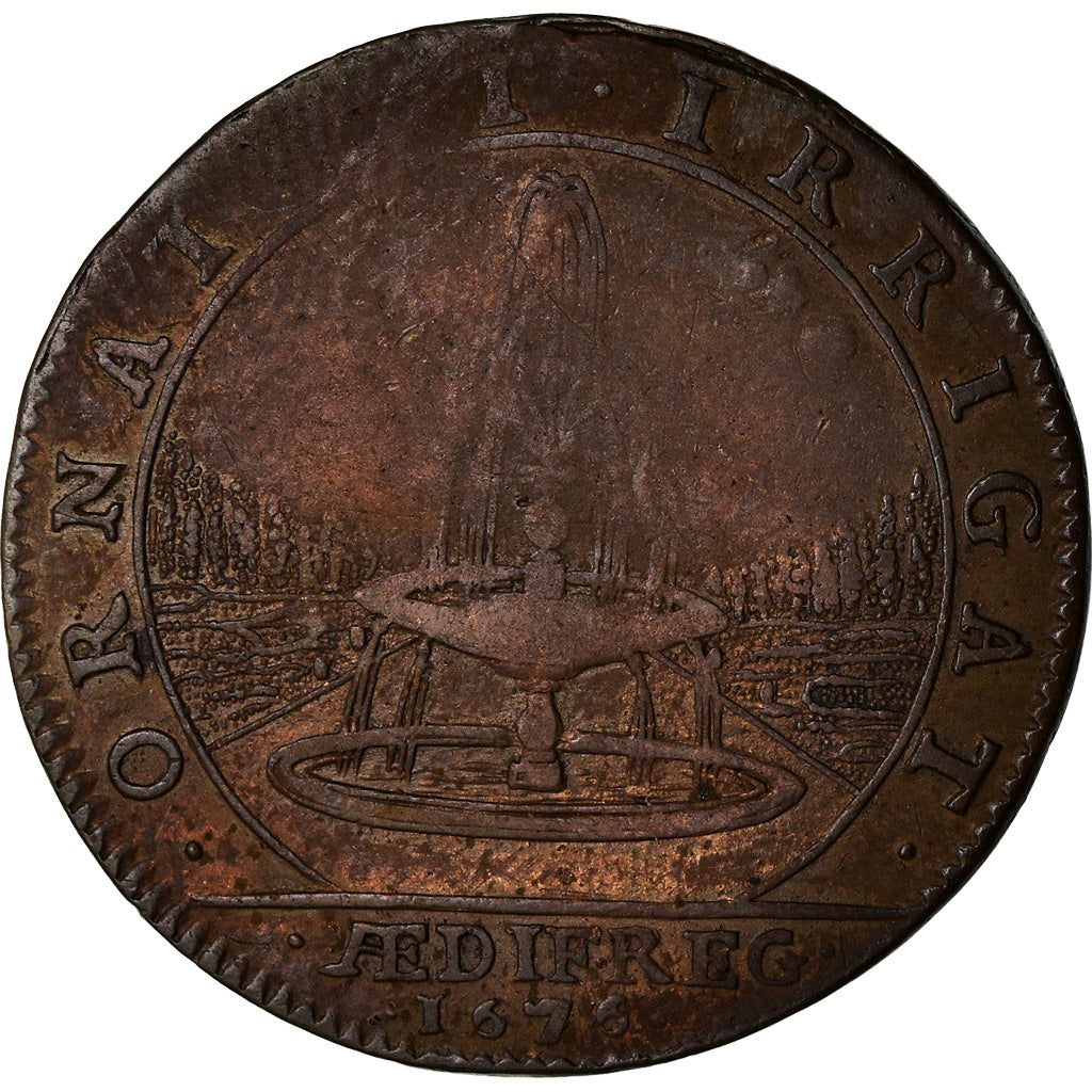 France, Jeton, Louis XIV, Bâtiments du roi, History, 1676, TB, Cuivre