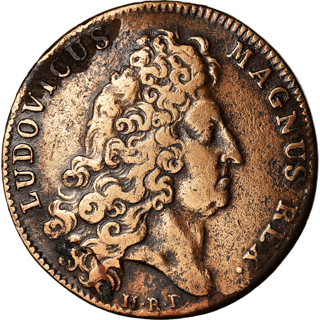 France, Jeton, Louis XIV, Chambre aux Deniers, History, 1705, TB+, Cuivre