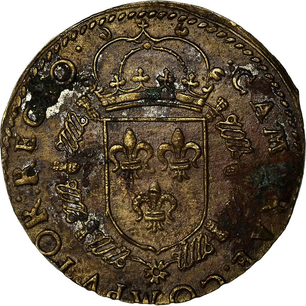 France, Token, Henri IV, Chambre des Comptes, History, 1588, VF(20-25), Brass