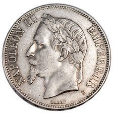 FRANCE, Napoléon III, 5 Francs, 1870, Paris, KM #799.1, EF(40-45), Silver, G...