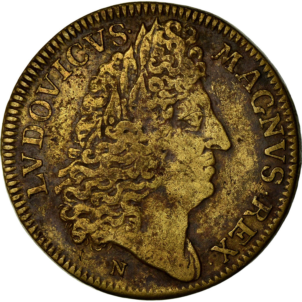 France, Jeton, Louis XIV, Marine, Galères Royales, History, 1695, TB, Laiton