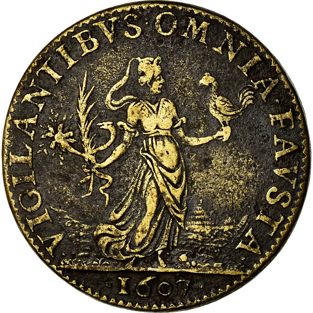 France, Token, Henri IV Le Grand, History, 1607, VF(30-35), Brass