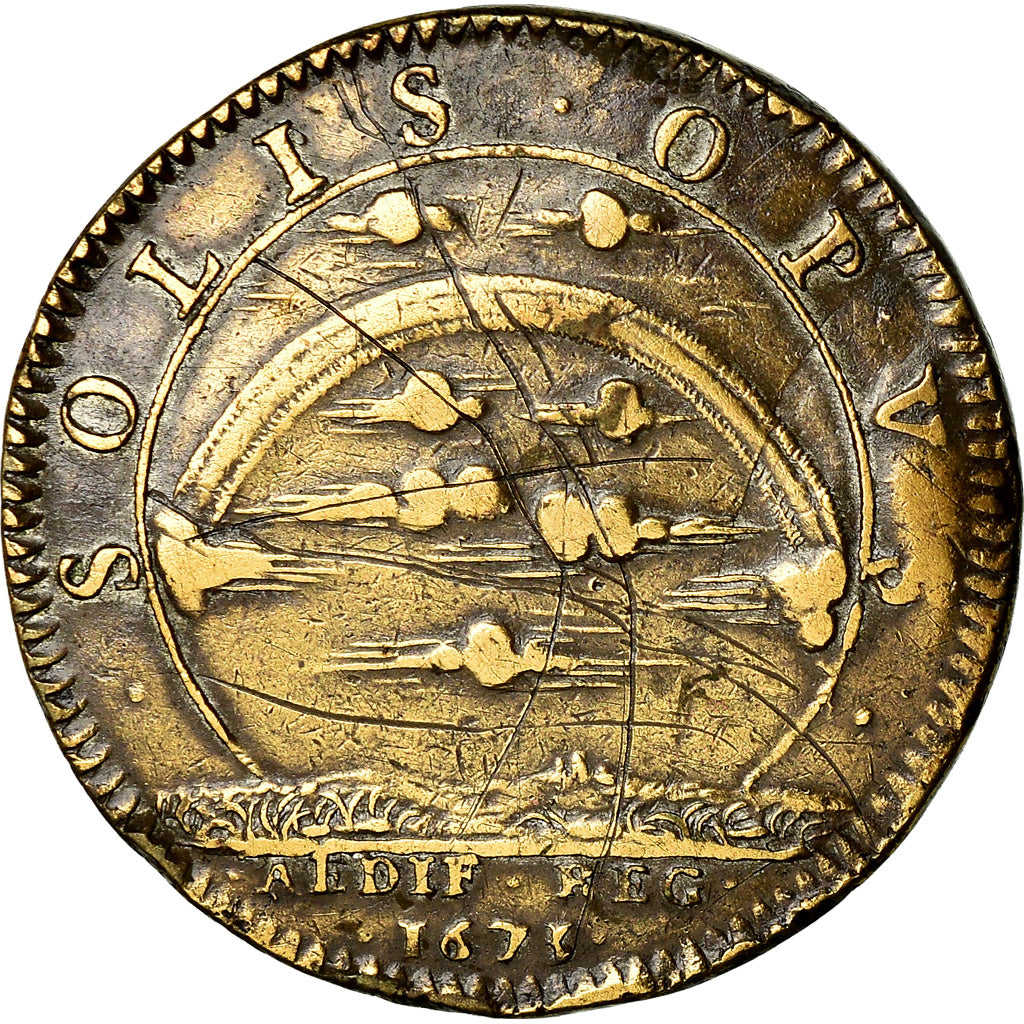 Francia, Token, Louis XIV, Bâtiments du roi, History, 1673, MB, Ottone