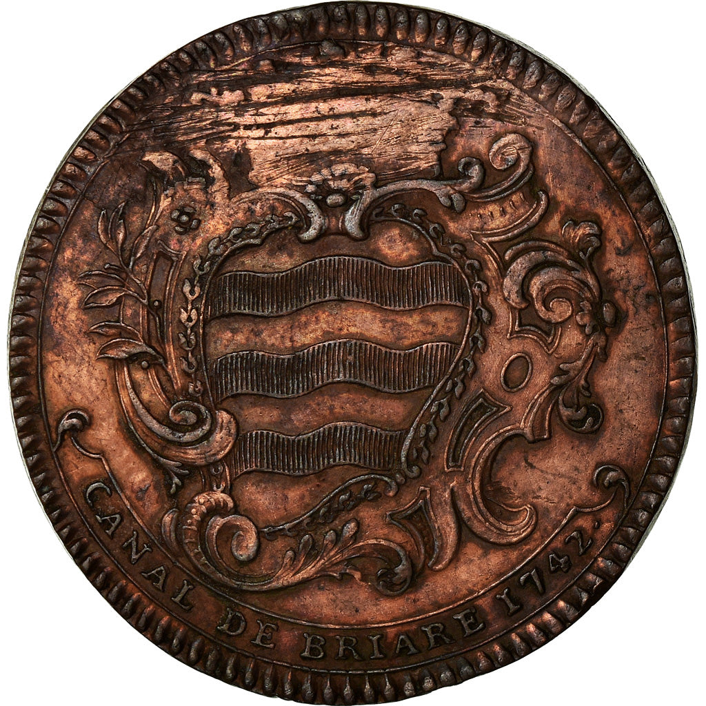 Frankreich, Token, Louis XV, Le Canal de Briare, History, 1742, SS+, Kupfer