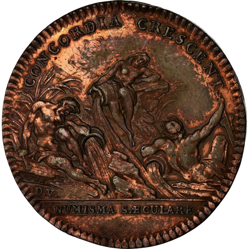 Frankreich, Token, Louis XV, Le Canal de Briare, History, 1742, SS+, Kupfer