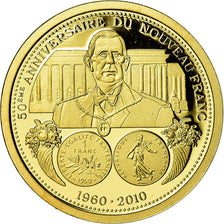 France, Médaille, Charles de Gaulle, 50eme anniversaire du Nouveau Franc, 2010