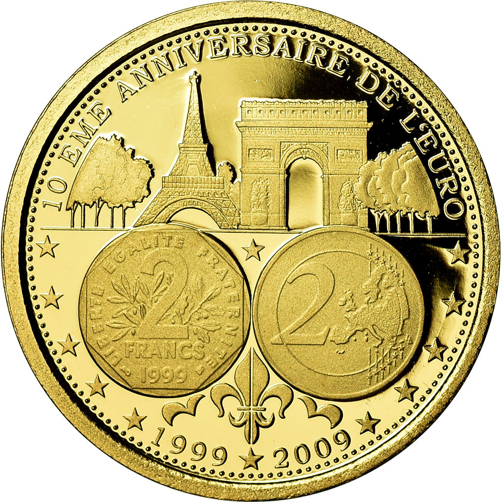 France, Medal, 10ème Anniversaire de l'Euro, Politics, Society, War, 2009