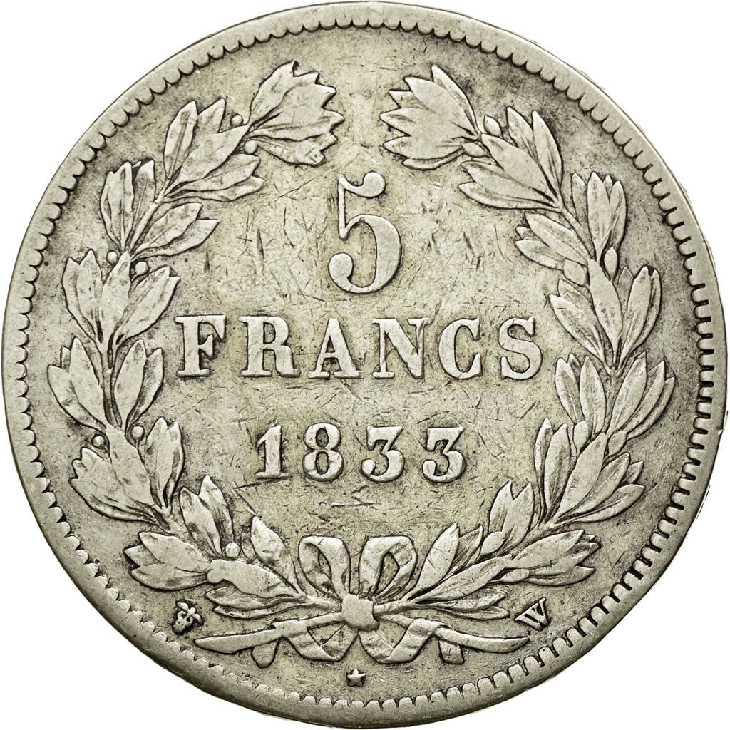 Monnaie, France, Louis-Philippe, 5 Francs, 1833, Lille, TB, Argent, KM:749.13