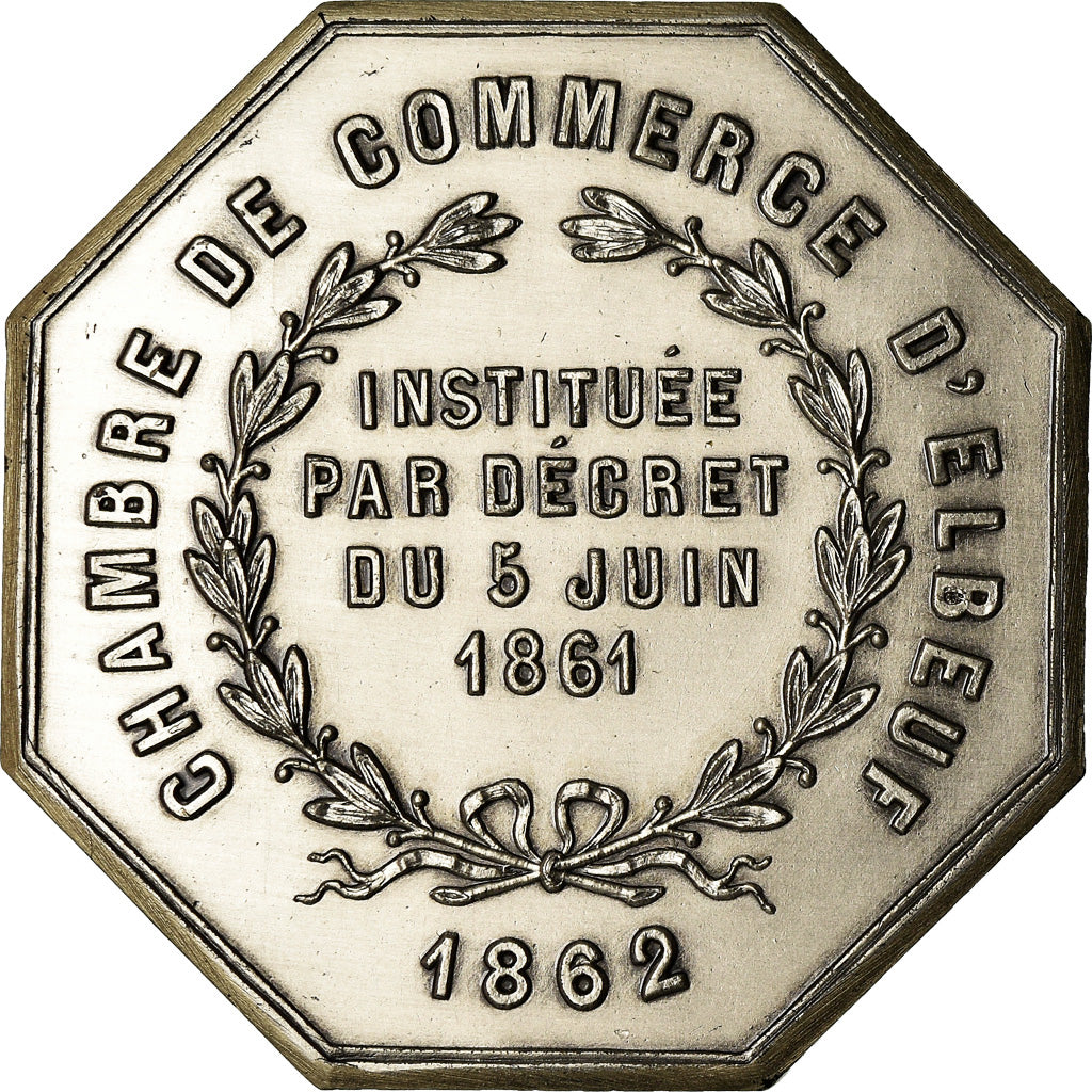 France, Token, Chambre de Commerce d'Elbeuf, 1862, MS(64), Silver