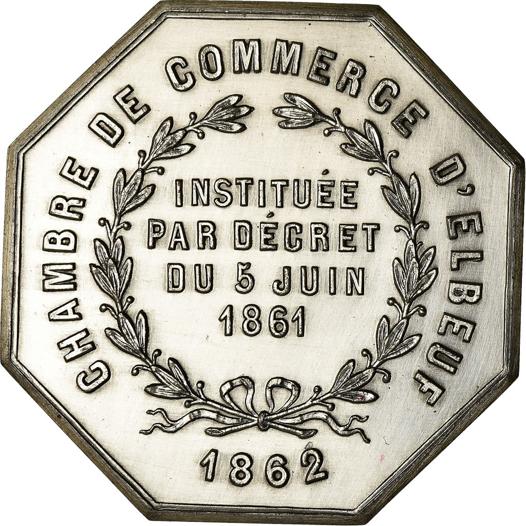 France, Token, Chambre de Commerce d'Elbeuf, 1862, MS(63), Silver