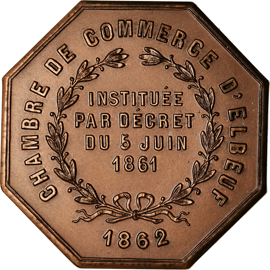 France, Token, Chambre de Commerce d'Elbeuf, 1862, MS(64), Bronze