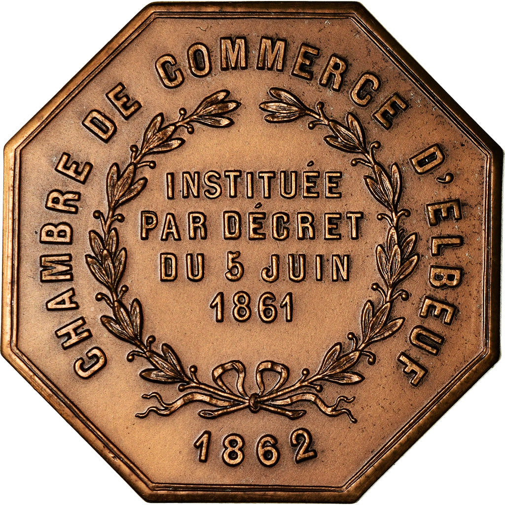 France, Token, Chambre de Commerce d'Elbeuf, 1862, MS(63), Bronze