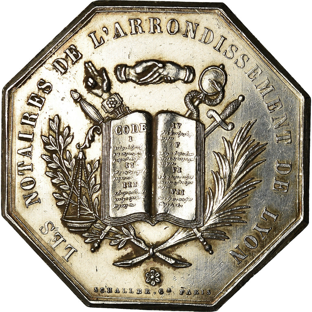 France, Token, Notaires de l'Arrondissement de Lyon, 1883, Schaller, MS(60-62)