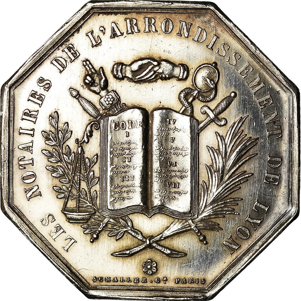 France, Token, Notaires de l'Arrondissement de Lyon, 1883, Schaller, MS(60-62)