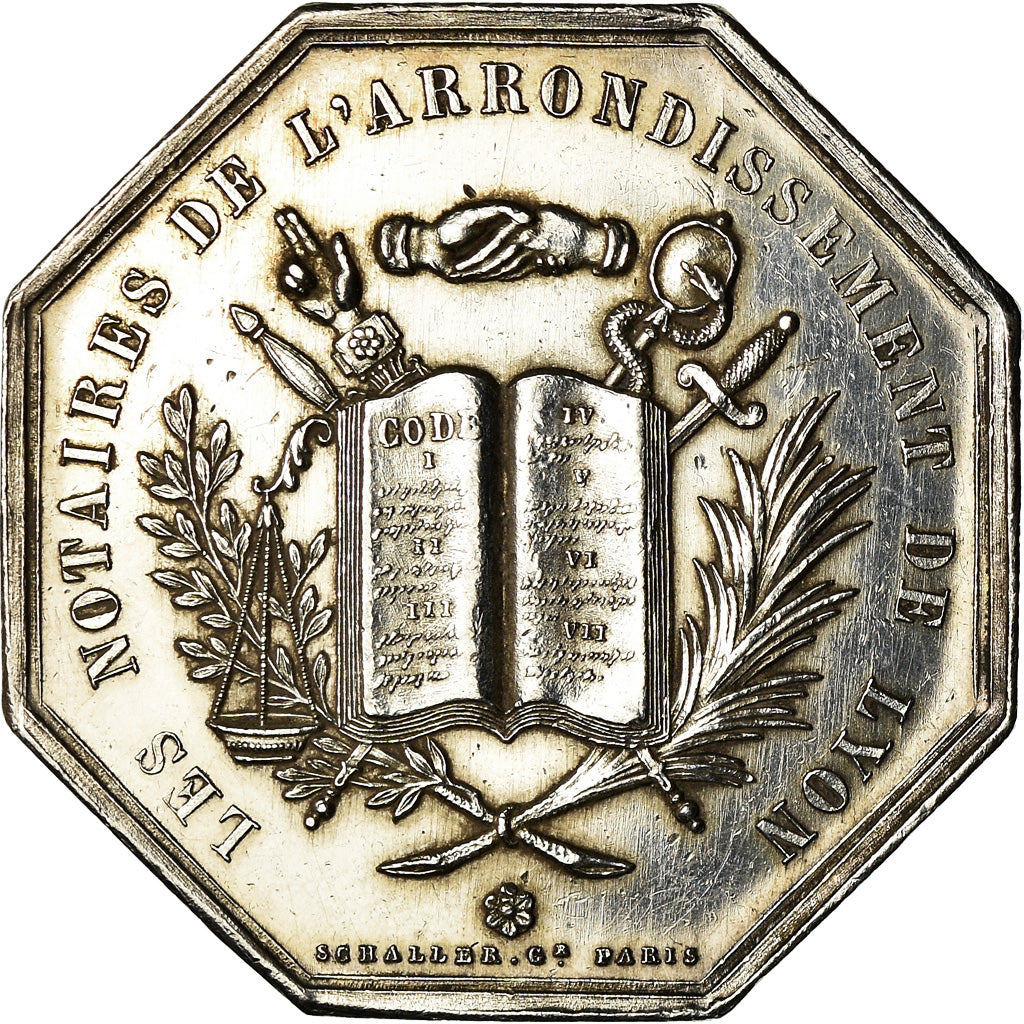 France, Token, Notaires de l'Arrondissement de Lyon, 1883, Schaller, MS(60-62)