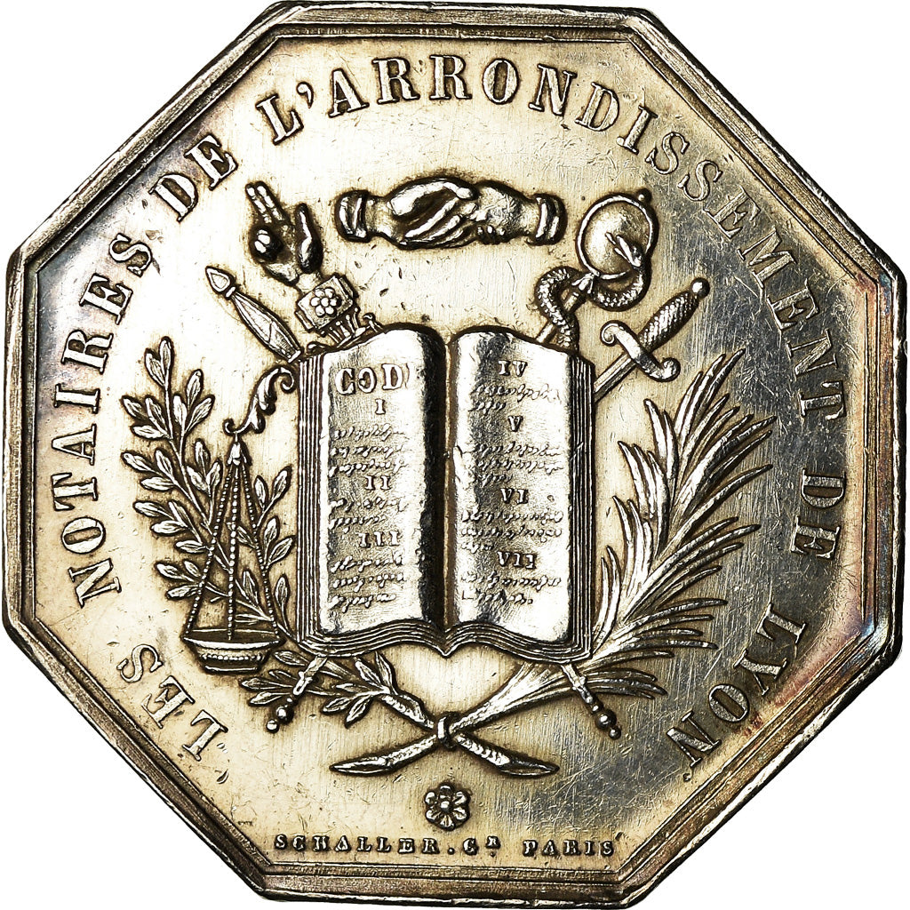 France, Token, Notaires de l'Arrondissement de Lyon, 1883, Schaller, MS(60-62)