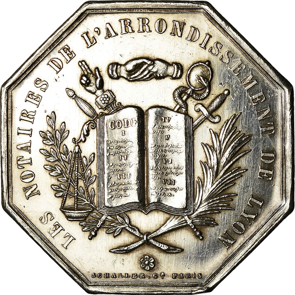 France, Token, Notaires de l'Arrondissement de Lyon, 1883, Schaller, MS(60-62)