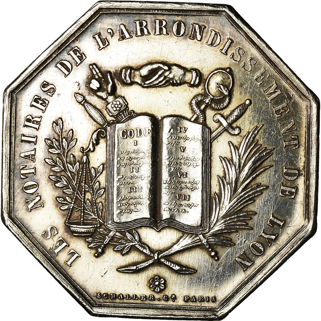 France, Token, Notaires de l'Arrondissement de Lyon, 1883, Schaller, AU(55-58)