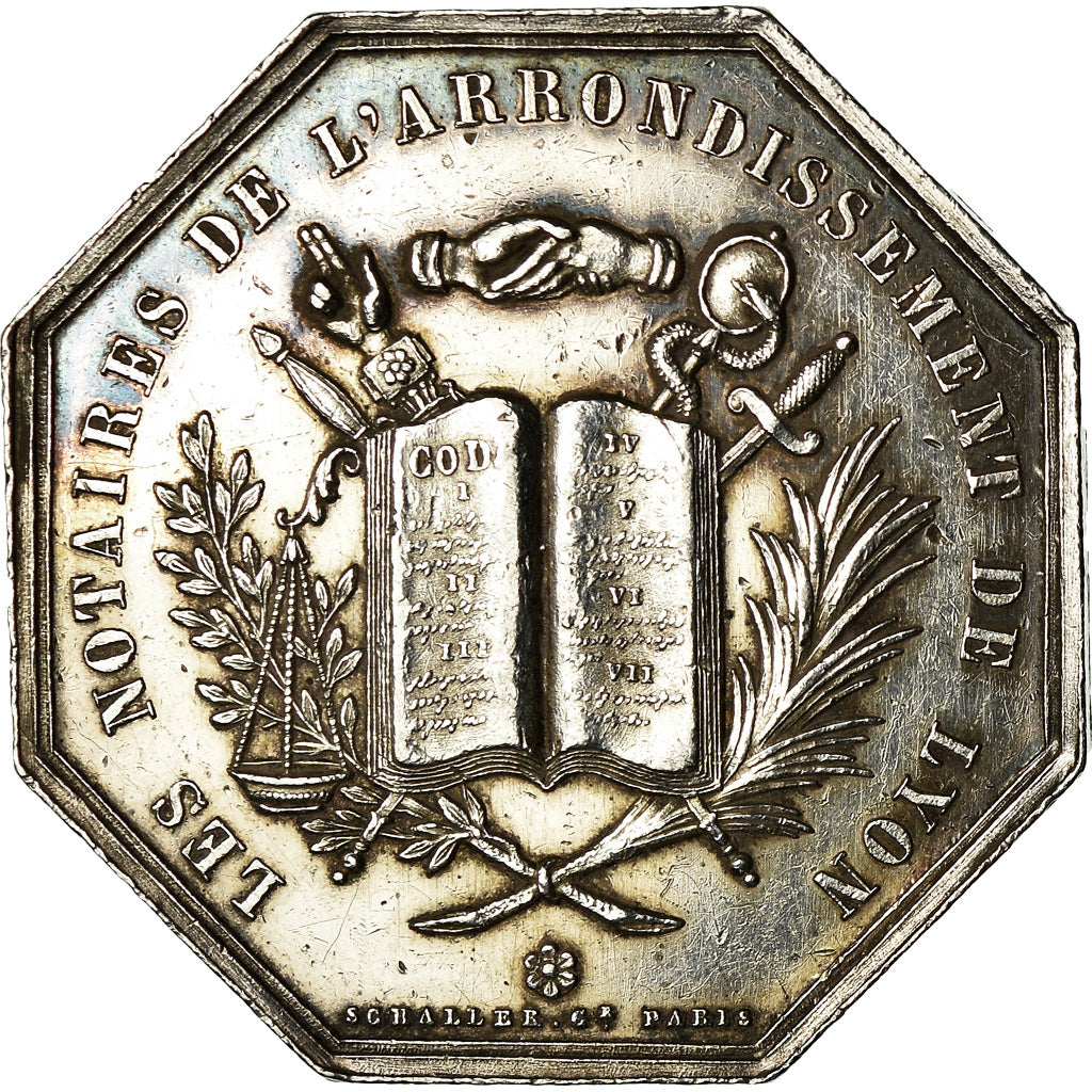 France, Token, Notaires de l'Arrondissement de Lyon, 1883, Schaller, AU(55-58)