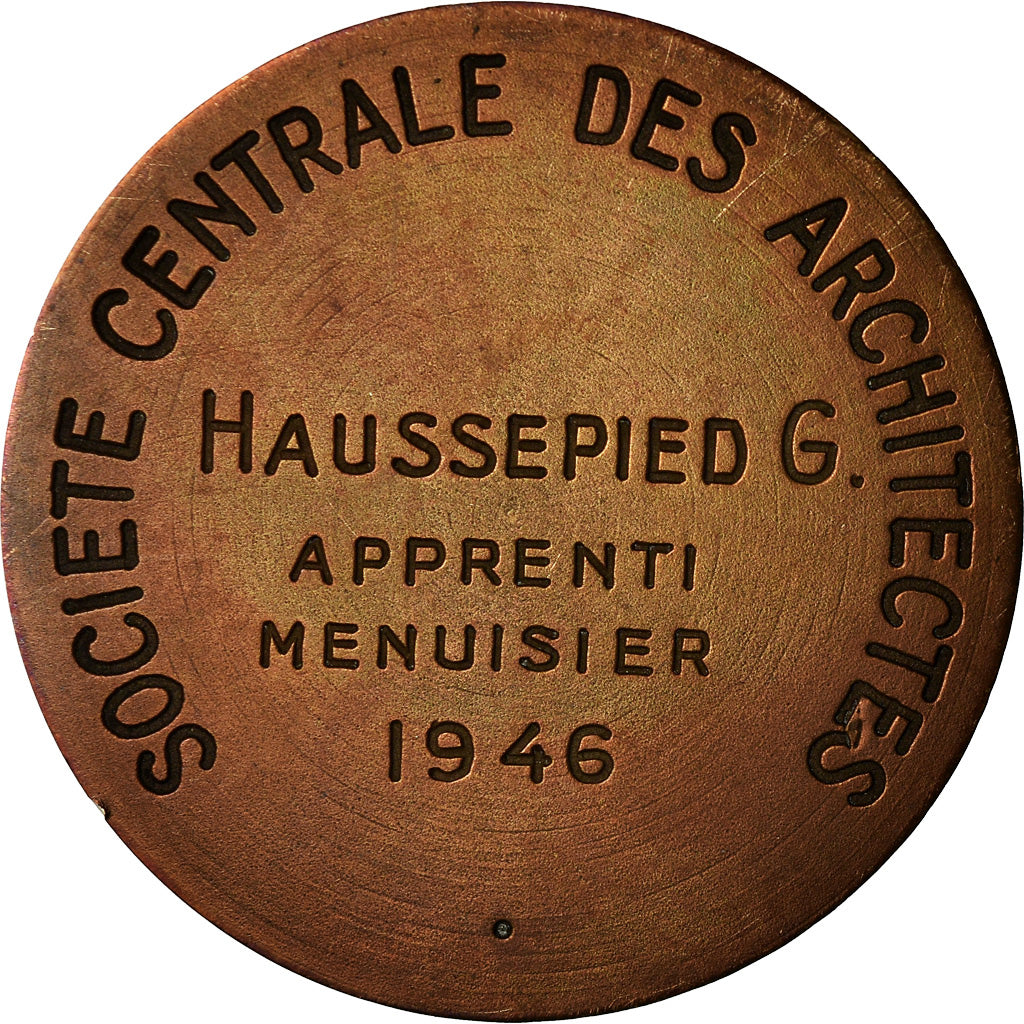 France, Medal, Société Centrale des Architectes, 1946, Oudiné, AU(55-58)