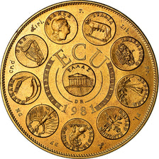Francia, medalla, Ecu Europa, Europe Assise, 1981, Rodier, SC+, Bronce dorado