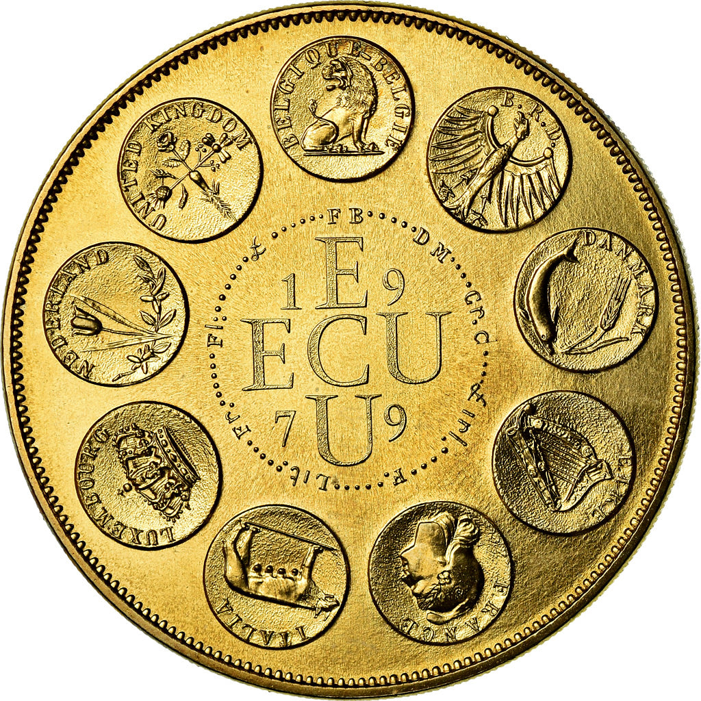 France, Medal, Ecu Europa, 1979, Rodier, MS(65-70), Gilt Bronze