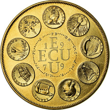 France, Medal, Ecu Europa, 1979, Rodier, MS(65-70), Gilt Bronze