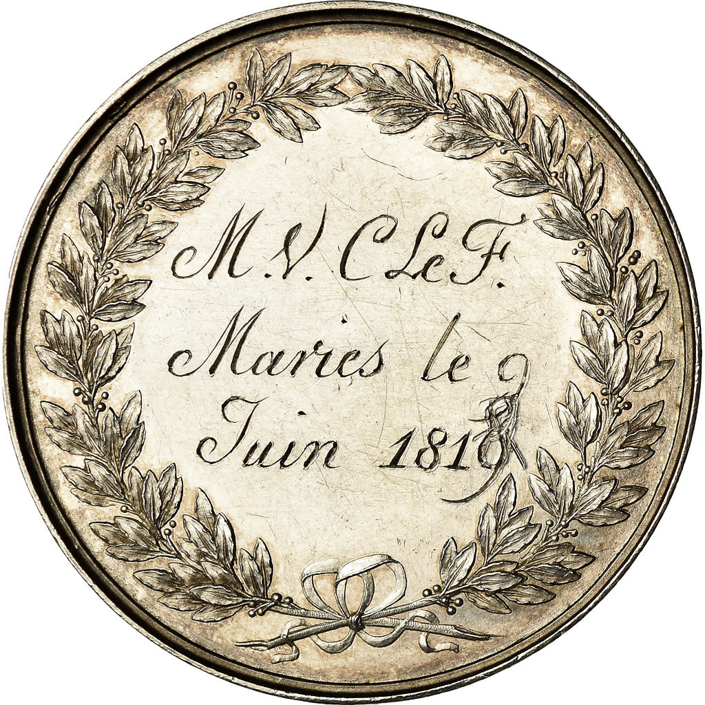 Frankrijk, Medaille, Louis XVIII, Médaille de mariage, 1819, Brenet, UNC-
