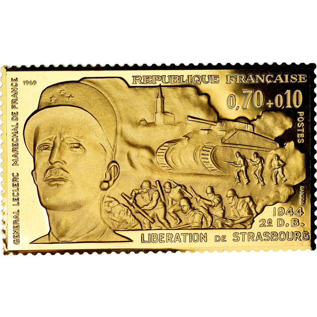 Frankrijk, Medaille, Timbre, Libération de Strasbourg, 2ème D.B, FDC, Vermeil