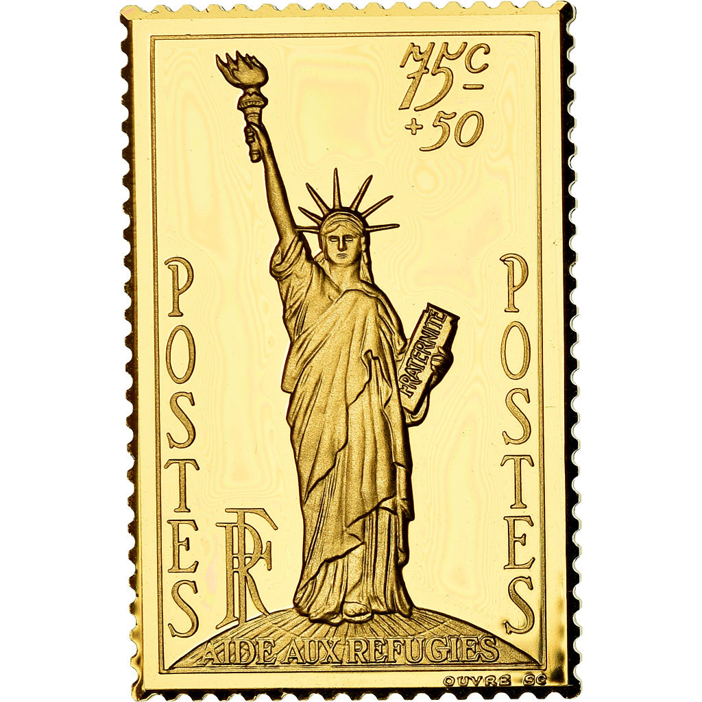 Frankrijk, Medaille, Timbre, Bicentenaire, Aides aux Réfugiés, FDC, Vermeil