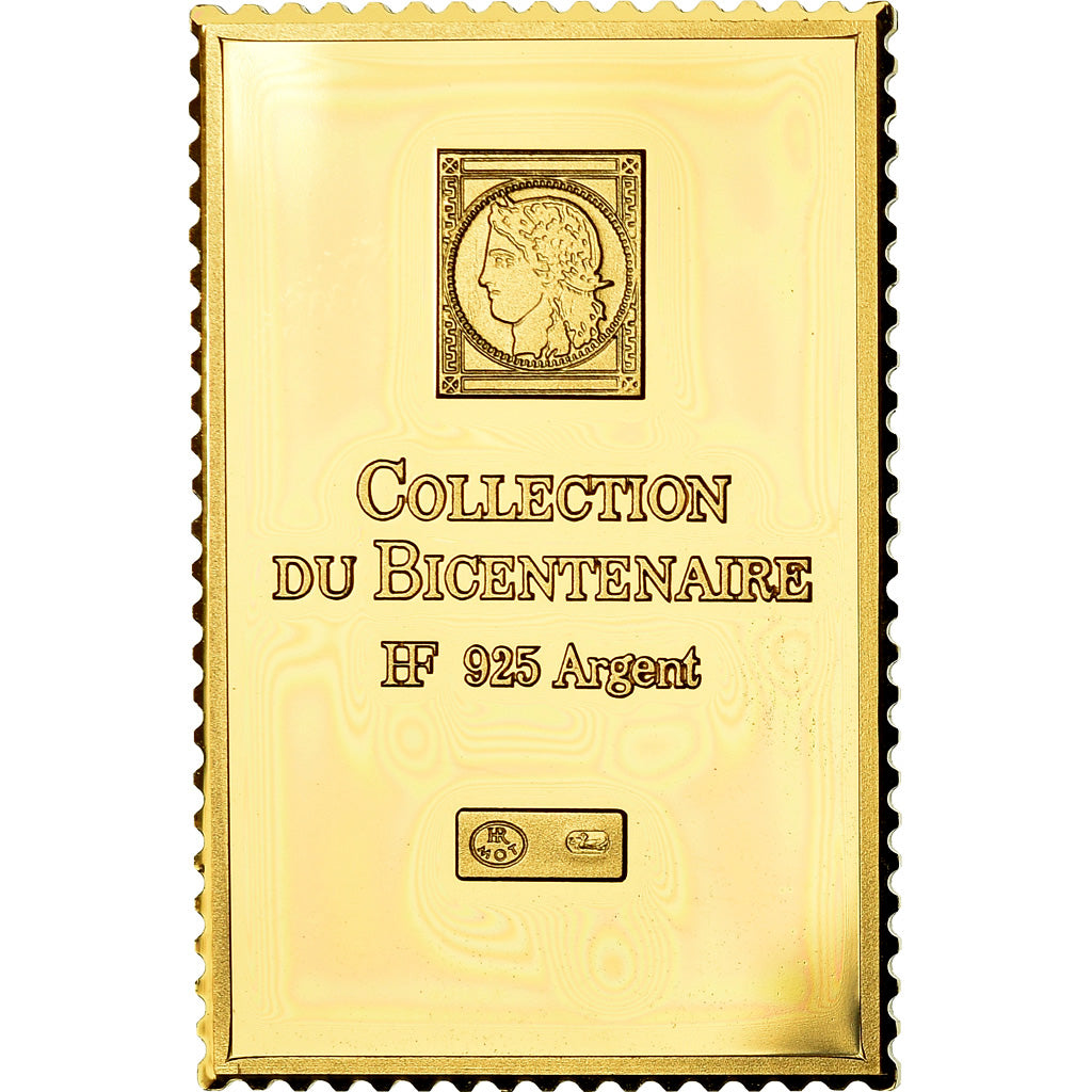 Francia, medaglia, Timbre, Bicentenaire, Aides aux Réfugiés, FDC, Vermeil