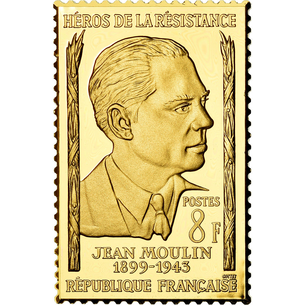 France, Médaille, Timbre, Bicentenaire, Jean Moulin, Héros de la Résistance