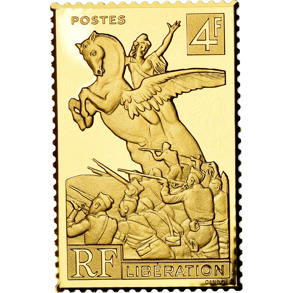 France, Medal, Timbre, Bicentenaire, Libération, 4 Francs, MS(65-70), Vermeil