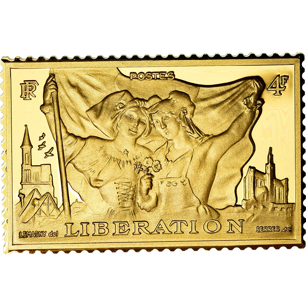Frankrijk, Medaille, Timbre, Bicentenaire, Libération, 4 Francs, History, FDC