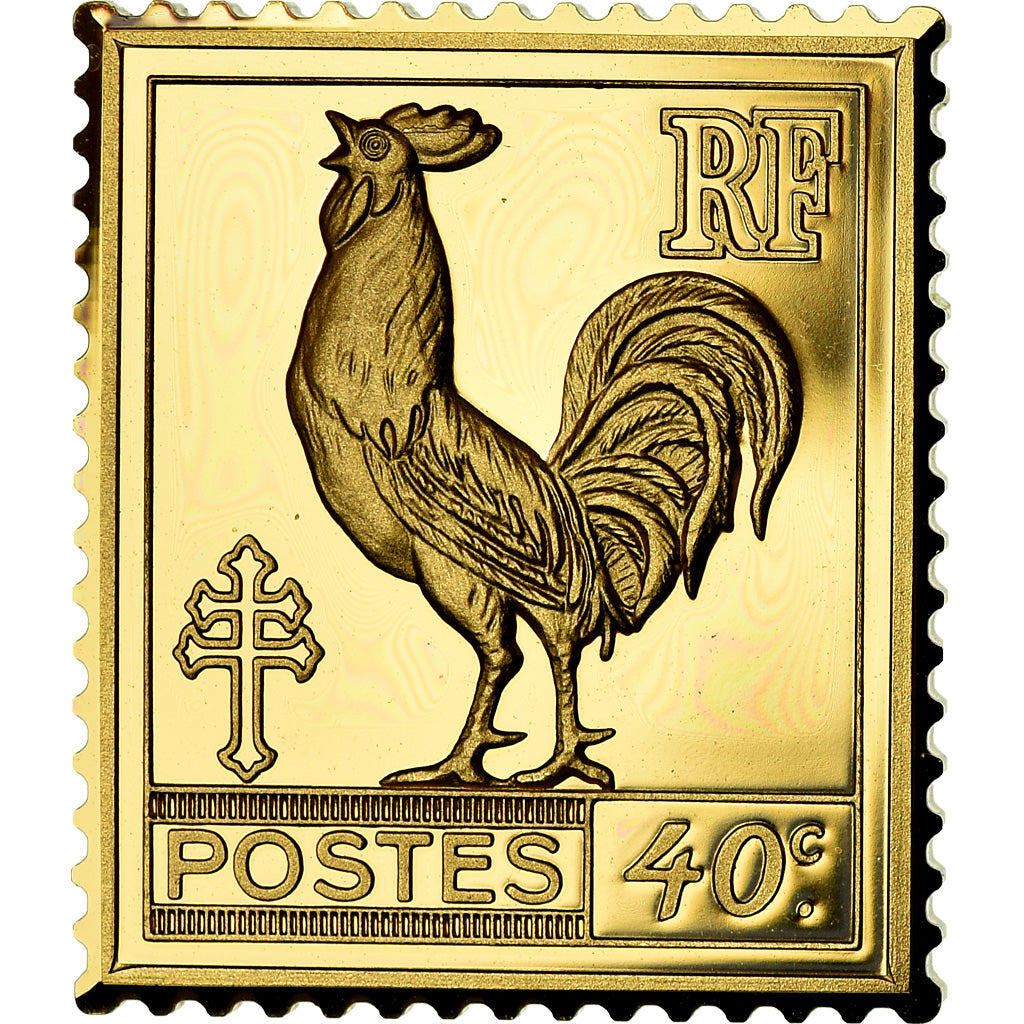Frankrijk, Medaille, Timbre, Bicentenaire, Postes, 40 Centimes, FDC, Vermeil