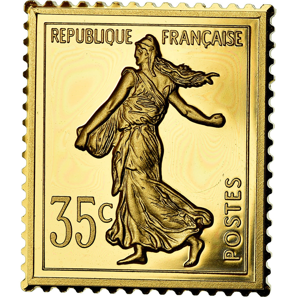 France, Medal, Timbre, Bicentenaire, 35 Centimes, MS(65-70), Vermeil
